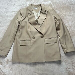 Elegant Oversized Beige Women's Blazer